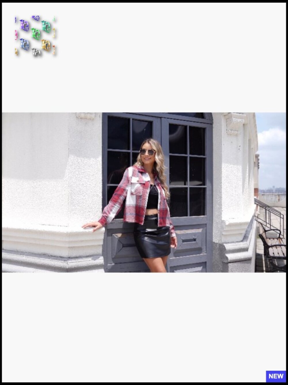 Cropped Plaid Shacket Jacket Long Sleeve Button Down Top Pockets - Picture 7 of 7